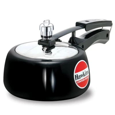 Image of HAWKINS CB15 Hard Anodised Pressure Cooker, Aluminum, Contura Black, 1.5 Liter