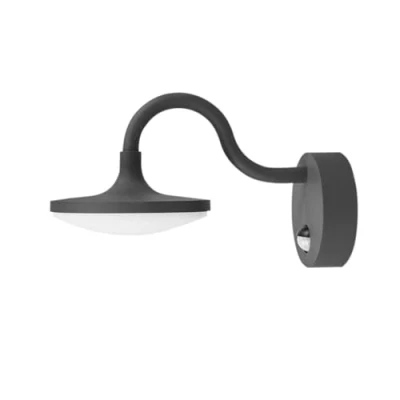 Image of Outdoor Wall Light &#039;Finny&#039; with Motion Detector (Modern) in Black Made of Aluminium (1 Source,) from Lucande lamp for Exterior/Interior Walls, House, Terrace und Balcony