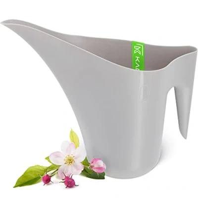 Image of KADAX Watering Can 1.2 L, Plastic Jug for Indoor and Outdoor Use, Garden with Long Spout Flowers Houseplants (Grey)