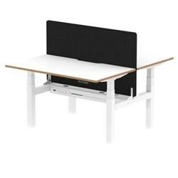 Image of Air B2B Oslo 1400x800 Adjustable 2P Bench Desk White + Black Screen