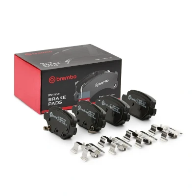 Image of 42539416 Brake pad set BREMBO P 59 099 with acoustic wear warning anti squeak plate accessories VAUXHALL: Mokka / X