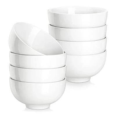 Image of MALACASA, Series Regular, 8 Piece 4.5&quot; White Ceramic Dish Set Porcelain Small Cereal Bowls (11.6 * 11.6 6cm)