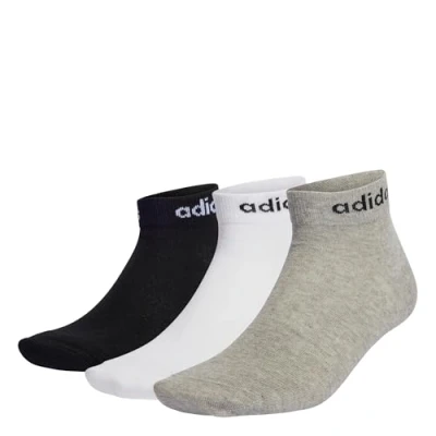 Image of adidas Unisex Calze Basse Think Linear Set Di 3 Socks, medium grey heather/white/black, XS UK