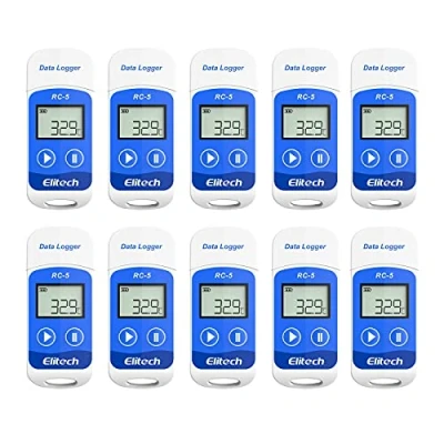 Image of Elitech 10PCS Temperature Data Logger 32000 points Reusable USB Recorder, Software for Mac and PC, RC 5