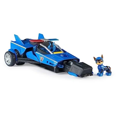 Image of Paw Patrol: The Mighty Movie, Chase’s Transforming Cruiser with Pups Action Figure, Lights and Sounds, Kids’ Toys for Boys Girls 3+