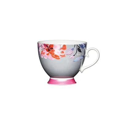Image of KitchenCraft China 400ml Footed Mug, Floral Border