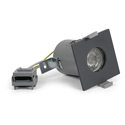 Image of LIEBER Graphite Grey GU10 Fire Rated IP65 Square Downlight for Ceilings in The Bathroom, Bedroom, Kitchen Lighting