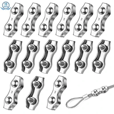 Image of 15Pcs M3 Wire Ropes Cable Clamp 2 Post Clamps Clips Durable Duplex Rope Heavy Duty Stainless Steel Bolt for Rigging Industry (2.5mm)