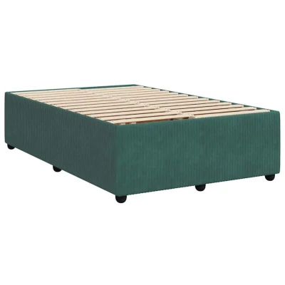 Image of vidaXL Bed Frame Bedstead Base Small Double 120x190 cm Velvet Dark Green Bedroom Furniture with Slats and Sturdy Feet