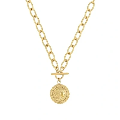 Image of NOELANI chain with pendant stainless steel ladies necklace, 42 cm, gold, coin, Comes in jewelry gift box, 2030643
