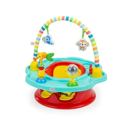 Image of Bright Starts 3 in 1 SuperSeat Playful Paradise, Activity Seat with Toys, Snacking Tray, Booster Seat, BPA Free Unisex, 6 Months +