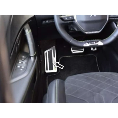 Image of autoCOVR Steel Footrest for Peugeot 208 II, 2008 II 1 Piece Stainless Steel, Brushed Metal, Vehicle Specific Fit
