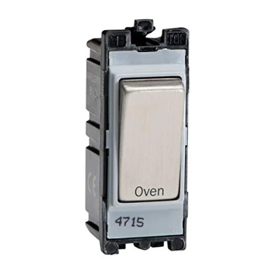 Image of Varilight Engraved 20A 1 Way Double Pole Switch &#039;Oven&#039; PowerGrid Steel G201DS.OV
