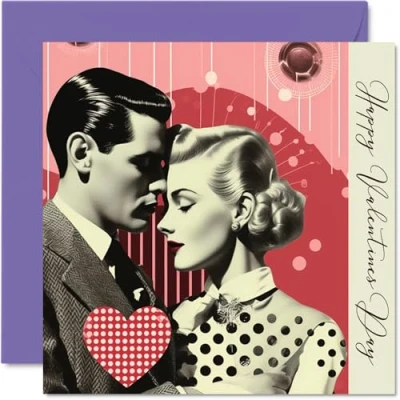 Image of Valentines Card for Him Stylish Love Valentine Her, Romantic Valentine&#039;s Day Boyfriend Husband Girlfriend Wife Partner Fiancee, 145mm x Seasonal Greeting Cards