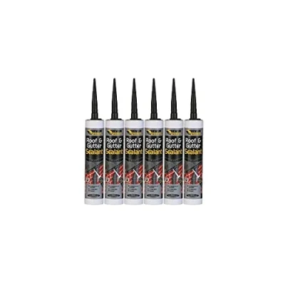 Image of 6 X Everbuild Roof &amp; Gutter Butyl Sealant Black Waterproof and Sealing