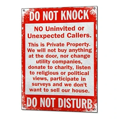 Image of Beenanas No Cold Callers Metal Sign Canvassers Soliciting Tin Plaque