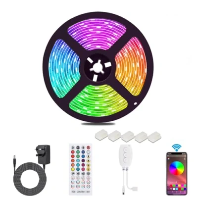 Image of Bluetooth LED Strip 5M Waterproof Strips Lights Music Sync Color Changing RGB 12V 5050 Cuttable Sticky with Remote&amp;App Control for Bedroom Outdoor Party TV Kitchen