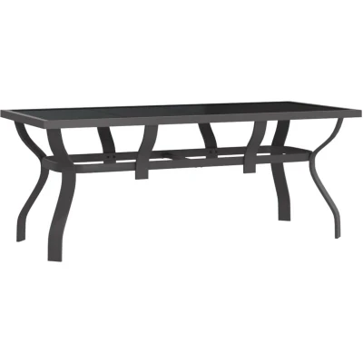 Image of vidaXL Garden Table Grey and Black 180x80x70 cm Steel Glass