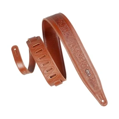 Image of Levy&#039;s Leathers 2.5&quot; Garment Leather Guitar Strap Florentine Emboss Design; Tan (M317FG TAN)