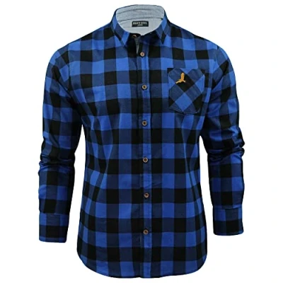 Image of BRAVE SOUL Mens Blur Checked Long Sleeve Brushed Cotton Lumberjack Casual Shirt Blue S
