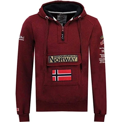 Image of Geographical Norway Gymclass Men&#039;s Hooded Sweatshirt Red X Large