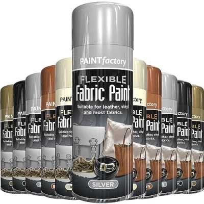 Image of AlezyB 1 x Flexible Fabric Silver 200ml, Spray Paint Leather Vinyl Textile Clothes Fast Drying