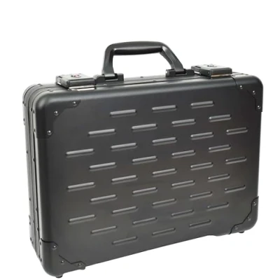 Image of House Of Leather Carbon Black Aluminium Attache Case Twin TSA Combination Lock Briefcase HOL3496