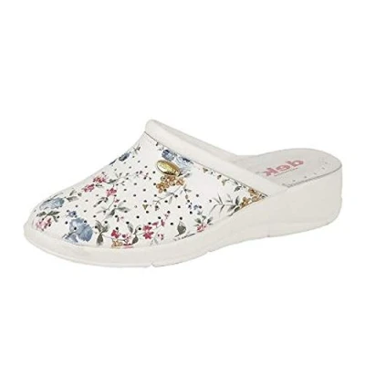 Image of DEKS Ladies Floral Clog Mules (4 UK, White)