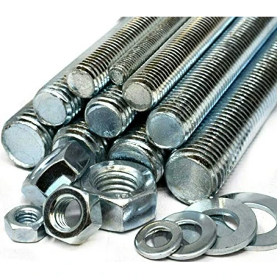 Image of M6 M8 M10 M12 x 300mm 10 Pack Zinc Threaded Metric Stud/Bar/Rod + Nuts &amp; Washers