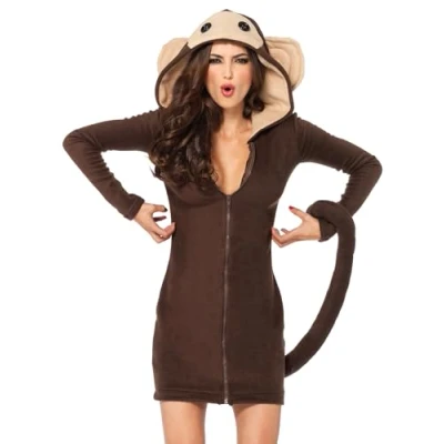 Image of Leg Avenue 853094077 85309 07704 Cozy Monkey Dress Costume, X Large, Brown Adult Sized, XL