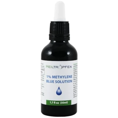 Image of Methylene Blue 1% solution 1.7 Fl Oz 50 ml Ultra High Purity USP Pharma Grade Ingredients Third Party Tested Glass Bottle Heiltropfen®
