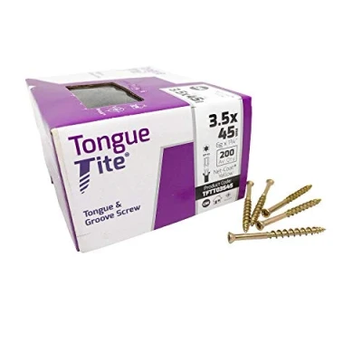 Image of Box of 200 3.5 X 45MM Genuine Tongue TITE® Screws and Groove Wood Flooring Free Next WORKNG Day DELIVERY TFTT3545