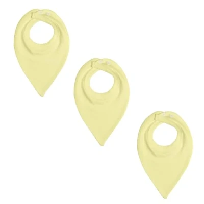 Image of Baby Bibs, Dribble Bibs For Boys &amp; Girls, Newborn Teething Made In Britain, 100% Cotton Bandana 3 Pack, Lemon, 0 6 Months