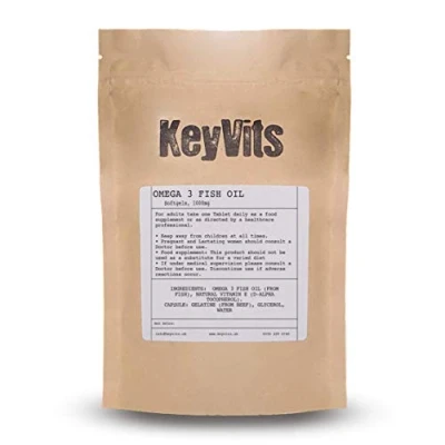 Image of KeyVits Omega 3 Fish Oil 1000mg Pure with EPA &amp; DHA 180 Soft Gel Capsules Made in The UK