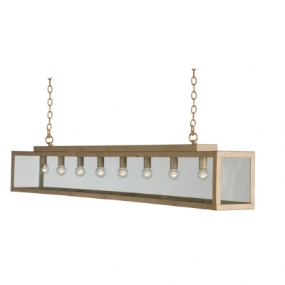 Image of Zenia 8 Light Straight Bar Pendant Ceiling Beige Gold
