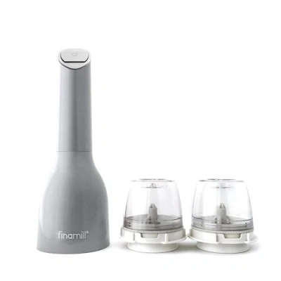 Image of FinaMill Award Winning Battery Operated Pepper Mill &amp; Spice Grinder in One, Adjustable Coarseness, Ceramic Grinding Elements, One Touch Operation with LED Light, Includes 2 Quick Change PROPlus Pods