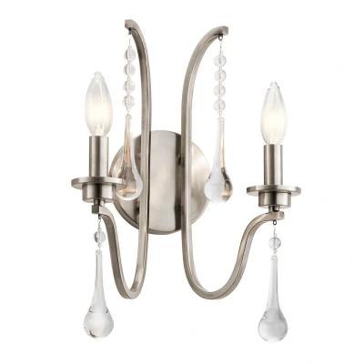 Image of Kichler Karlee 2 Light Wall Classic Pewter
