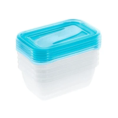 Image of keeeper Food Storage Containers, Set of 5.5 x 500 ml, 15.5 10,5 6 cm, Fredo Fresh, Transparent Blue
