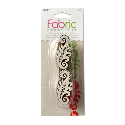 Image of Plaid Fabric Creations &quot;Border Baroque Scroll&quot; Stamp, Resin, Green, 8.8 x 2 cm