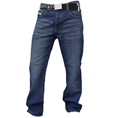Image of Smith &amp; Jones Men&#039;s Enrico Bootcut Dark wash Belt Jean, 36W 30L