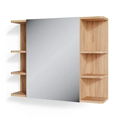 Image of Vicco Bathroom mirror cabinet Fynn, Gold power oak/Green, 80 x 64 cm