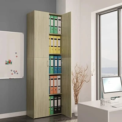 Image of NITCA Office Cabinet,Tall Lockable, Storage,Filing Cabinet Free Standing 2 Doors, Bookcase Cabinet, for Home &amp; Office,60x32x190 cm Engineered Wood, sonoma oak