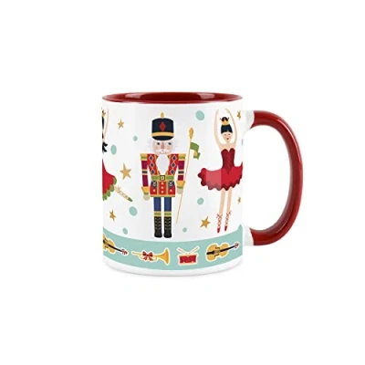 Image of Purely Home Nutcracker Mug White &amp; Red Christmas Festive Coffee/Tea Gift 11oz