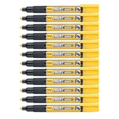 Image of Pentel Permanent Paint Marker, 4.0mm bullet tip, Yellow ink, 1 Pack of 12 markers