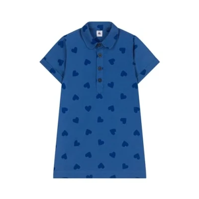 Image of Petit Bateau Girl&#039;s A0CNN Short Sleeve Dress, Dark Alaska/Medieval, 6 Years