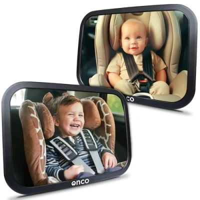 Image of Onco Baby Car Mirror for Back Seat (2 Pack) Award Winning Seat, 100% Shatterproof Mirror, Shakeproof Newborn Essentials, Essentials