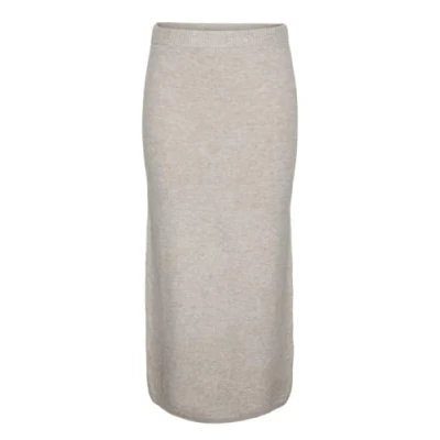 Image of PIECES Women&#039;s Pcnuna Mw Ankel Slit Knit Skirt Bc, Silver Grey/Detail: mélange, XS