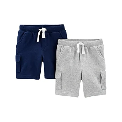 Image of Simple Joys by Carter&#039;s Baby Boys&#039; Knit Cargo Shorts, Pack of 2, Navy/Grey, 6 Years