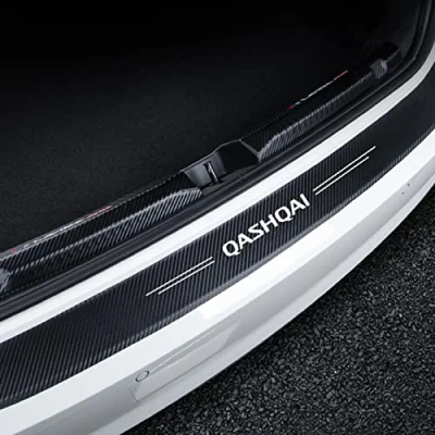 Image of EAGLEG Carbon Fiber Rear Bumper Protector Sticker, for Nis san Qashqai J10 J11 2021 2008, Car Trunk Door Sill Edge Anti Scratch Decorative Strips Styling Accessories,Black