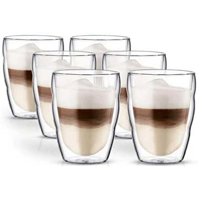 Image of Bodum Pilatus Set of 6 Double Walled Glasses, glass, transparent, 35 cl